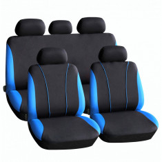 Set huse scaun auto ieftine, Universale 9 piese, model V-Style - ALBASTRU AVX-HSA001