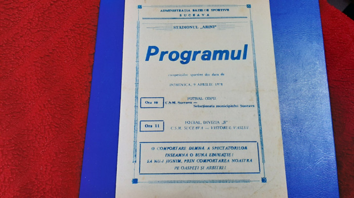 program CSM Suceava - Viitorul Vaslui