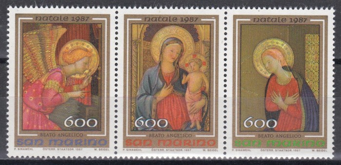 San Marino 1987 - Crăciun- 600 de ani de la nașterea lui Fra Angelico, Staif,MNH