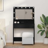 Masă de toaletă cu lumini LED, stejar negru, 79x41x135 cm