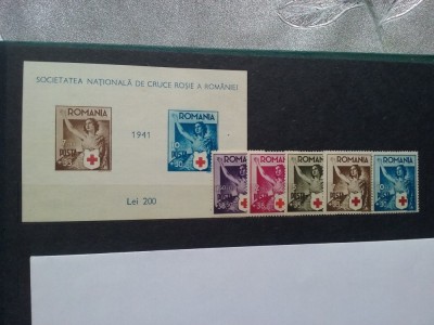 1941-Crucea Rosie-serie+colita-orig. gum -MNH foto