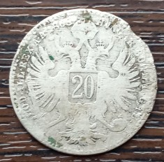 (A1005) MONEDA DIN ARGINT AUSTRIA - 20 KREUZER 1868, FRANZ JOSEPH, UZATA foto