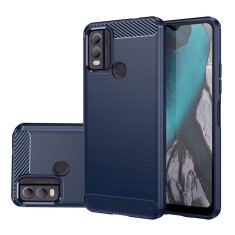 Husa carbon anti-soc pentru nokia c22, protectie premium blue, tech protects, blue foto