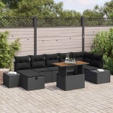 vidaXL Set de canapele pentru grădină 8 pcs Negru poliratan 3361394