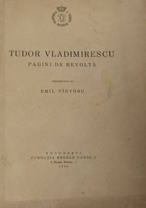 TUDOR VLADIMIRESCU PAGINI DE REVOLTA EMIL VIRTOSU