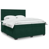 vidaXL Pat box spring cu saltea, verde &icirc;nchis, 200x200 cm, catifea 3293305