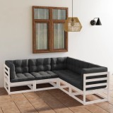 vidaXL Set mobilier de grădină cu perne, 5 piese, lemn masiv de pin 3076545
