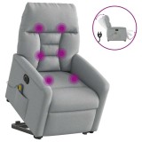 vidaXL Fotoliu electric masaj rabatabil cu ridicare, gri &icirc;nchis textil