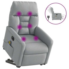 vidaXL Fotoliu electric masaj rabatabil cu ridicare, gri &amp;icirc;nchis textil foto