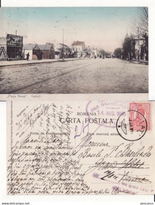 Galati- Piata Noua - rara, cenzura militara foto