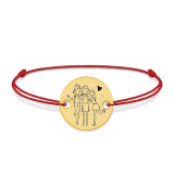 Sisters- Bratara snur personalizata cu banut din argint 925 placat cu aur galben 24K pentru surori, Bijubox
