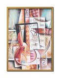 Cumpara ieftin Tablou cubist pictat manual inramat, Sunet pur, 75x55cm ulei pe panza, gata de agatat pe perete
