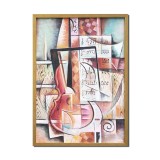 Tablou cubist pictat manual inramat, Sunet pur, 75x55cm ulei pe panza, gata de agatat pe perete