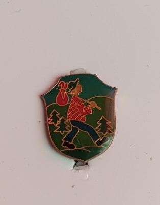 QW9 K 43 - Insigna - tematica turism - simbol calator prin munti foto