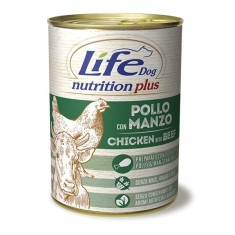 Conserva cu hrana umeda pentru caini cu vita si pui, Life Dog, 400 g