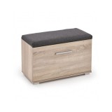 Dulap pentru pantofi tip bancheta HM Lima ST2, Pal melaminat, stofa, capacitate 6 perechi, stejar sonoma