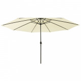 Umbrela de soare exterior, LED-uri &amp; stalp metal nisipiu 400 cm GartenMobel Dekor, vidaXL