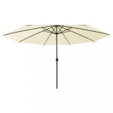 Gossi umbrela soare de gradina cu led-uri, nisipiu, 400 cm