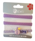 Cumpara ieftin Set 3 elastice de par, Love, 8 cm, Mov, 48BJ