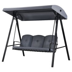 Balansoar gradina Premium, 3 locuri, copertina impermeabila, 205x118x184 cm, gri