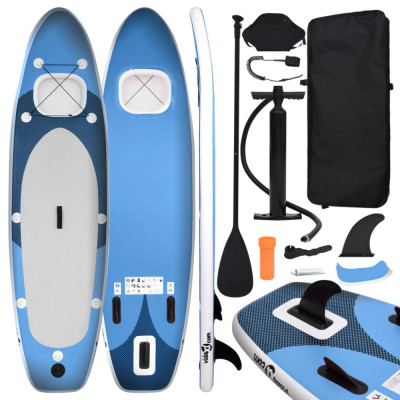 vidaXL Set placă paddleboarding gonflabilă, albastru, 300x76x10 cm foto
