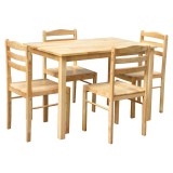 Cumpara ieftin Set masa, 4 scaune lemn masiv natur Loak 110x70,3x76 cm, 40,5x45,5x84,6 cm