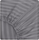 Cumpara ieftin Lenjerie de pat matrimonial cu husa elastic pat si fata perna patrata, Elegance, damasc, dunga 1 cm 130 g/mp, Gri, bumbac 100%