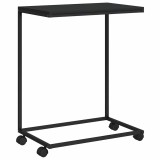 Cumpara ieftin Masa laterala cu roti, negru, 55x35x70 cm, lemn prelucrat