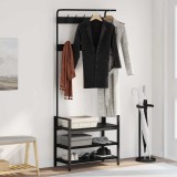VidaXL Răcător de paltoane Stejar negru 75 x 34 x 184 cm Lemn compozit 879953