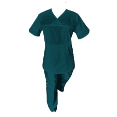 Costum Medical Pe Stil, Turcoaz Inchis cu Elastan, Model Sanda - S, 4XL
