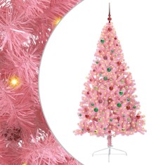 vidaXL Pom de Crăciun artificial pre-iluminat Roz 180 cm PVC 3397084
