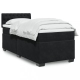 VidaXL Pat box spring cu saltea, negru, 80x200 cm, catifea