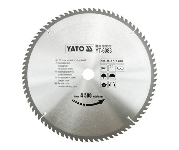 Disc fierastrau wolfram pentru lemn 350 mm x 84T YATO