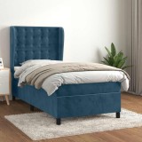 vidaXL Pat box spring cu saltea, albastru &icirc;nchis, 80x200 cm, catifea 3129421