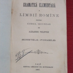GRAMATICA ELEMENTARA A LIMBII ROMANE - ALEXANDRU PHILIPPIDE (sunetele, formele)