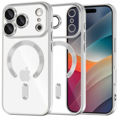 Husa MagSafe pentru Apple iPhone 17 Pro, Techsuit, Luxury Crystal, Argintie foto