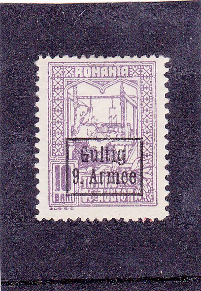 1918 - Ocupatia germana in Romania, Armata 9., Timbru de Ajutor, supratipar , nestampilat cu sarniera