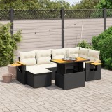 Cumpara ieftin Gossi set canapele de gradina cu perne, 7 piese, negru, poliratan