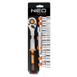 Set chei tubulare 1/2 NEO Tools, 12 piese, clichet 90 dinti, CrV