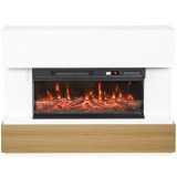HOMCOM Șemineu Electric 117 cm cu 3 Laturi, pentru TV 55", 900/1800 W, 12 Culori Flacără 3D, Alb | Aosom Romania