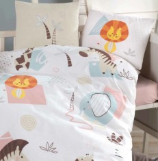 Lenjerie de pat pentru copii- model Swet Zoo bumbac ranforce, 4 piese