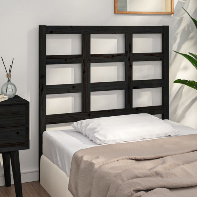 vidaXL Tăblie de pat, negru, 105,5x4x100 cm, lemn masiv de pin foto