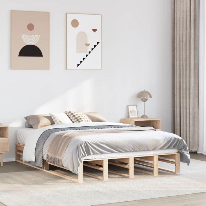 Gossi cadru de pat fara saltea, 135x190 cm, lemn masiv de pin