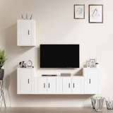 Cumpara ieftin Set dulap TV, 5 piese, alb, lemn prelucrat