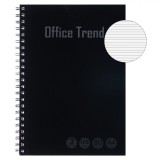 Caiet Dictando Office Trend A4, 3 Subiecte, Coperta Moale, Spirala, 96 File, Negru, Oem