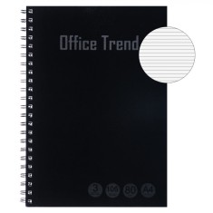 Caiet Dictando Office Trend A4, 3 Subiecte, Coperta Moale, Spirala, 96 File, Negru