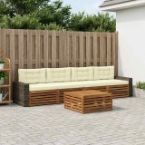 vidaXL Set de canapele de exterior cu pernă 5 pcs Natural și Crem 3383008