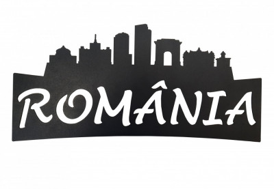 Sigla metalica Romania cu suport foto