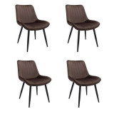 Set 4 scaune bucatarie/living, catifea, metal, maro, 54x61x83 cm, Viva GartenVIP DiyLine, Jumi