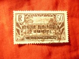 Timbru Africa Ecuatoriala Franceza 1936- supratipar pe suport Moyen Congo , 50c
